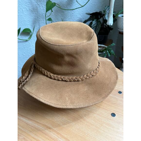 Minnetonka Brown Leather Fold Up Hat - Picture 5 of 7